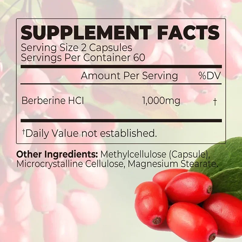 Berberine-capsules - Ondersteuning van de totale gezondheid en immuunfunctie, bevordert de spijsvertering, verbetert de energie, anti-oxidant en anti-aging