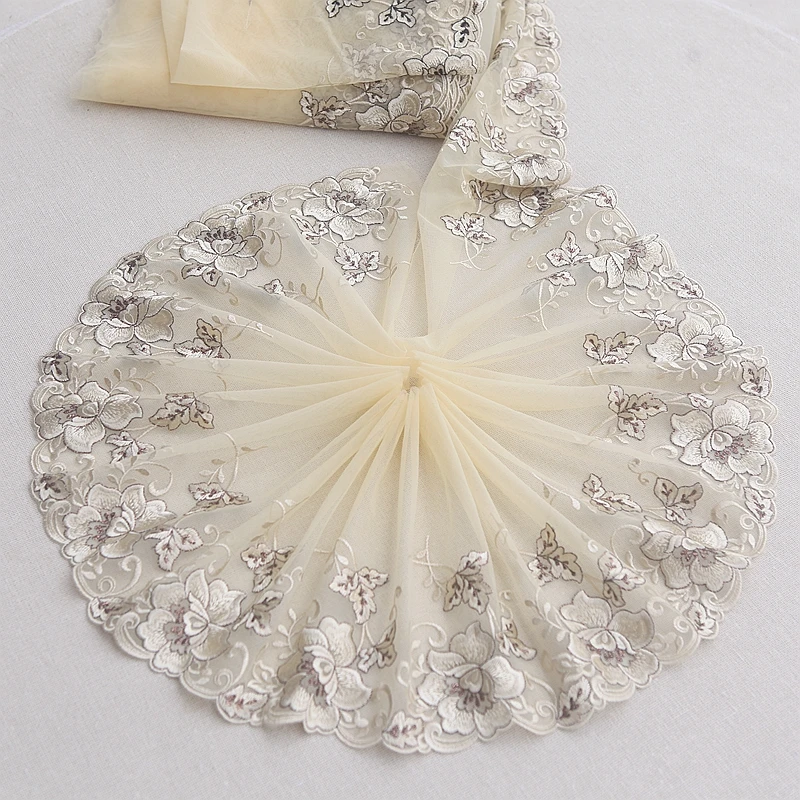 2 yards/lot Geborduurde Tule Kant trim mesh kant trim ~ roze + koffie + goud ~ mooie ~