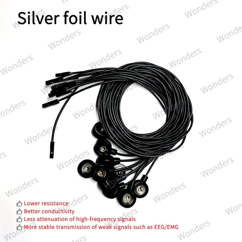 

Черный защелкивающийся электрод EEG, 1 м, серебряный провод из фольги, порт DuPont для мониторинга мозга, нейрологических исследований, EMG и клинических систем EEG