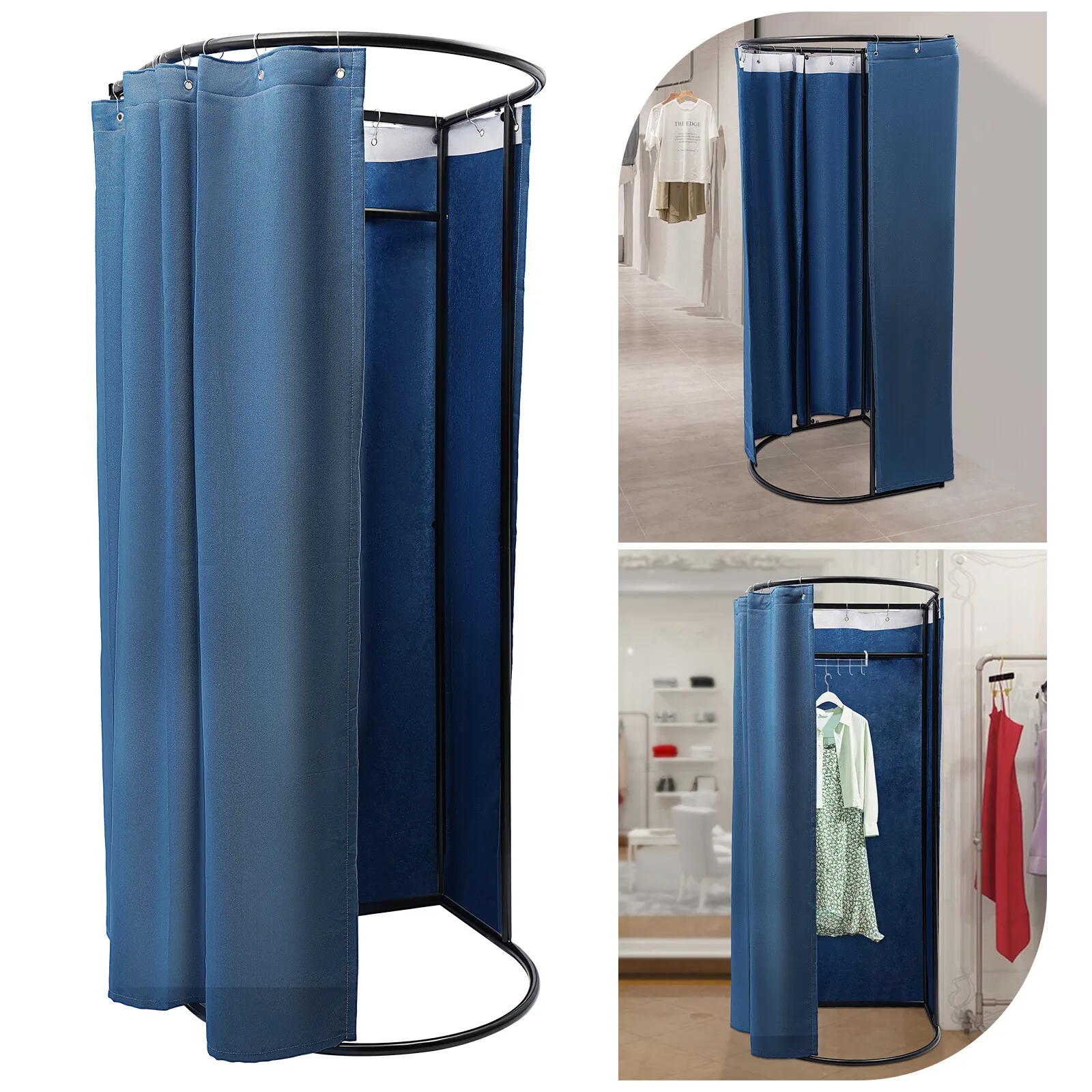 

Portable Outdoor Dressing Room Fitting Room Blue Curtain Privacy Room For Store