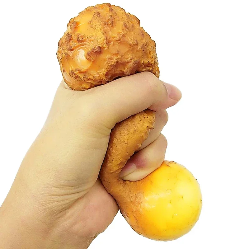 1/2 Stück Simuliertes Brathähnchen-Beinchen Squishy-Spielzeug, langsam aufsteigend, realistisches Lebensmittel-Squeeze-Fidget-Spielzeug, Stressabbau-Geschenk für Erwachsene – Detail 5