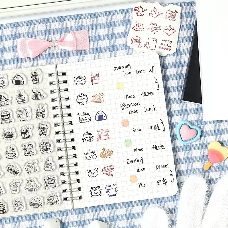 40 Uds sellos de silicona para planificadores de álbumes de recortes de diario juego de sellos transparentes para niños pegatinas decorativas artesanales
