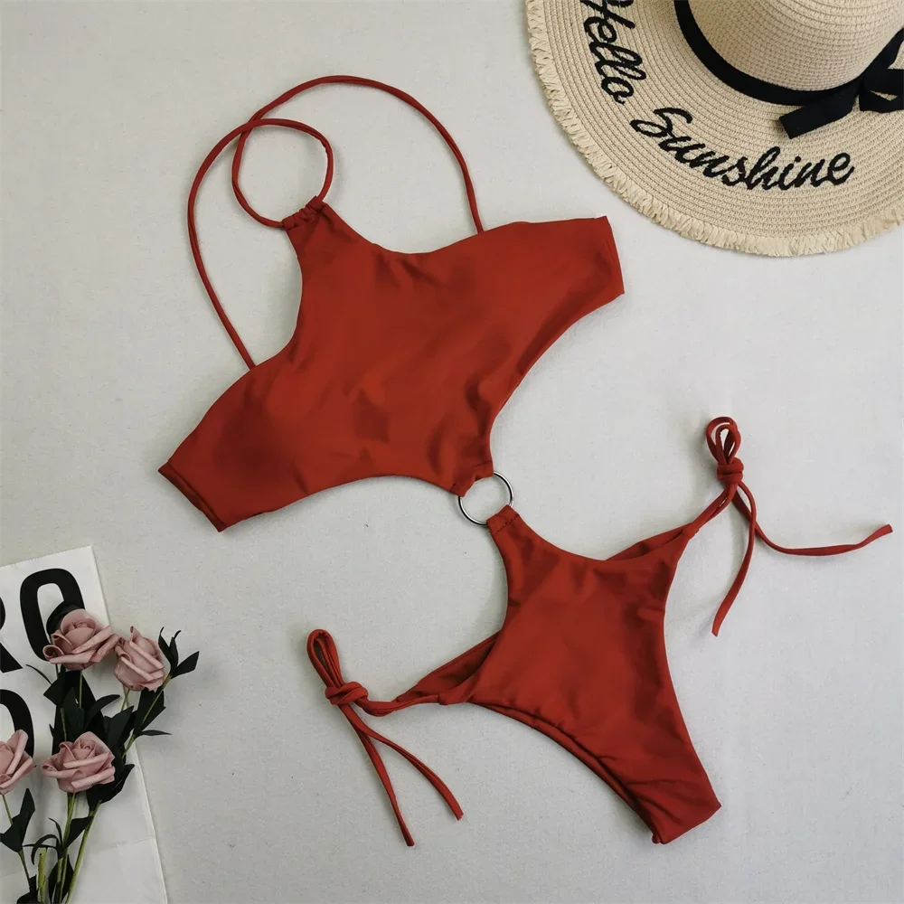 

Винтажные кольца, бикини с открытой спиной, микро-стринги, экстремальный монокини с вырезами, женский купальник для отдыха, пляжные купальные костюмы, сексуальный комплект