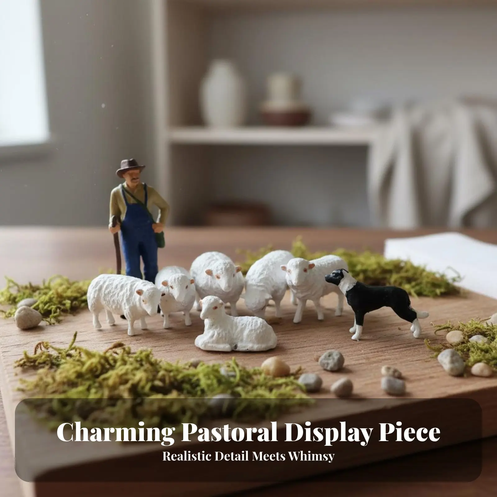 

Herder Figurine Photography Prop Miniature People Figurines Scale Model Figures Wooded Theme Tiny Person Model for Collectors