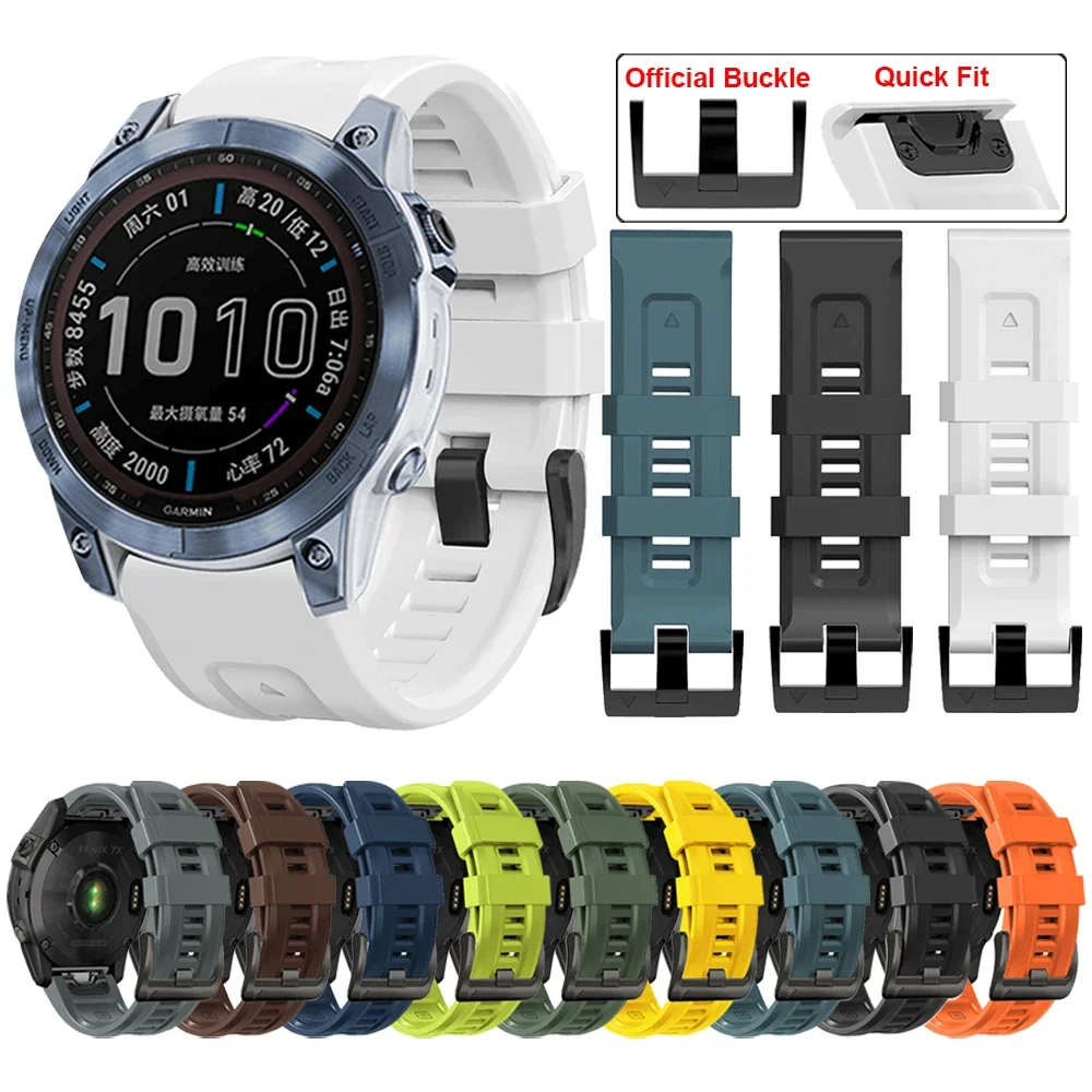 QuickFit 22 مللي متر 26 مللي متر حزام ل Garmin Fenix 7X 7 Solar/6X 6 Pro 5 5X Plus 3 3HR/Epix Smartwatch حزام (استيك) ساعة سيليكون سوار 1:1