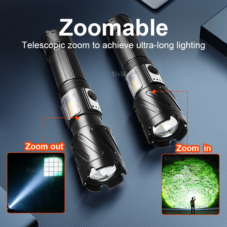 Super High Power XHP360 LED Flashlight Rechargeable Strong Light Flashlight 18650 Long Range 3 KM Tactical Torch Camping Lanter