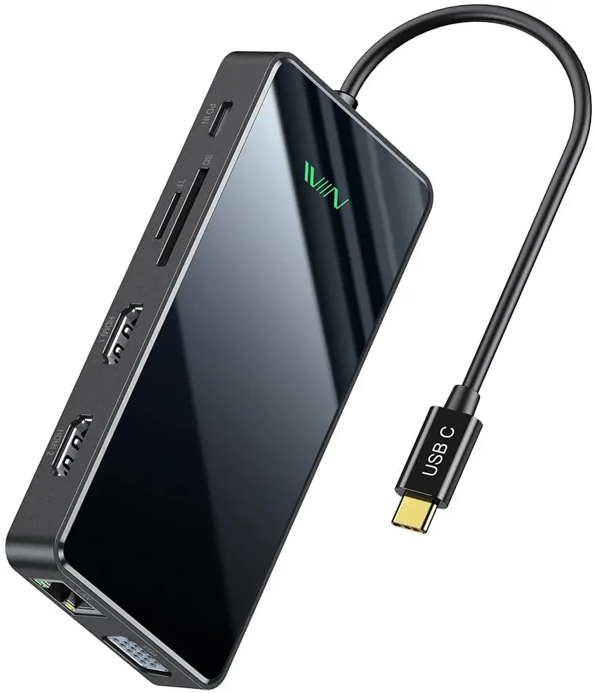 11 in 1 Triple Display USB C Hub 2 Ports Multi-Function Dock for MacBook Pro M1 Chip for HD-MI Audio Microphone