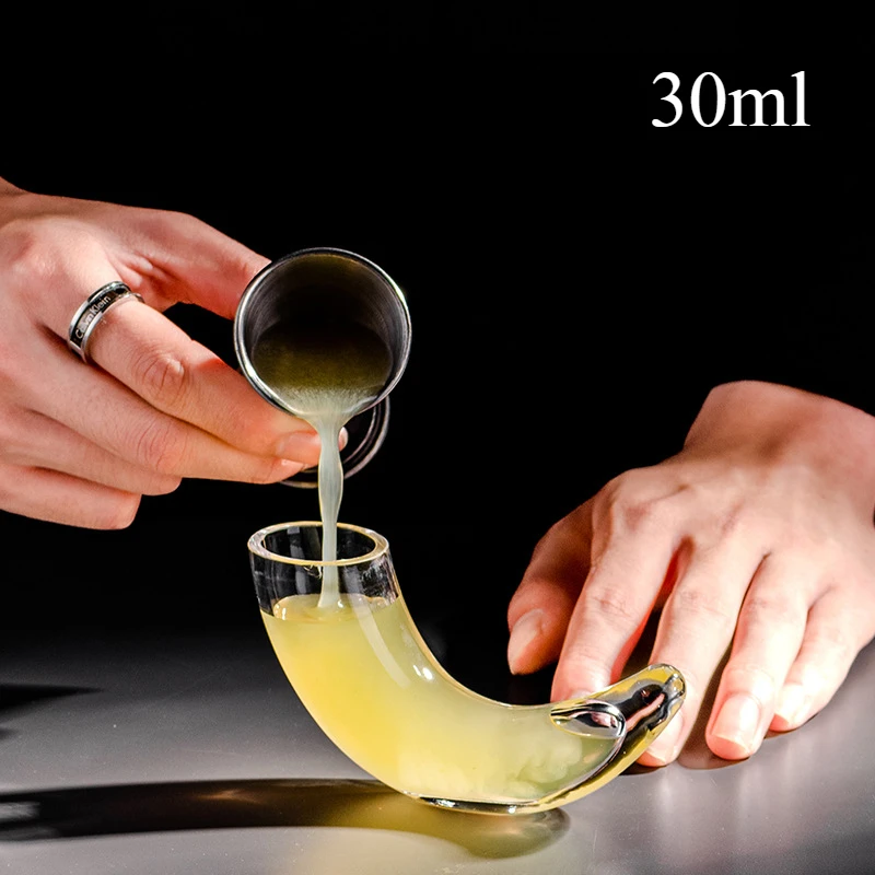 

Creative Bull Horn Glass Bullet Cup, Tequila Shot Glasses,Volga Specific Wine Glasses Spirits Cups,Bar Wine Accessories Set Gift