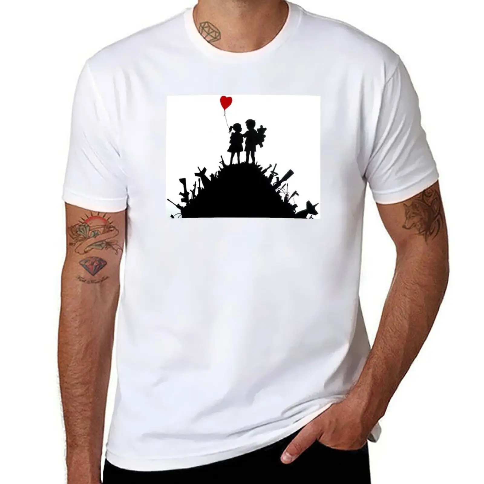 BANKSY Boy & Girl GUN HILL LOVE T-Shirt Funny t-shirt graphic t shirt vintage fashion shirts outfits for men