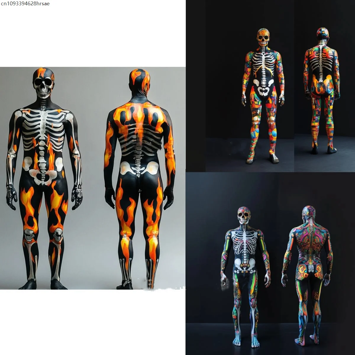 

Halloween Costume Skeleton Horror Ghost Bodysuit Carnival Party Stage Role Playing Performance Costume Zentai Suit 2025