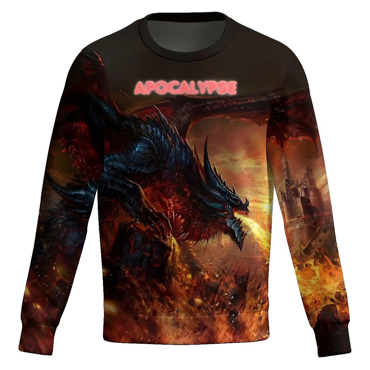 

LIASOSO Long Sleeve Sweatshirt Western Dragon Theme with Fiery & Scaly 3D Print Perfect for Halloween Parties or Everyday Style