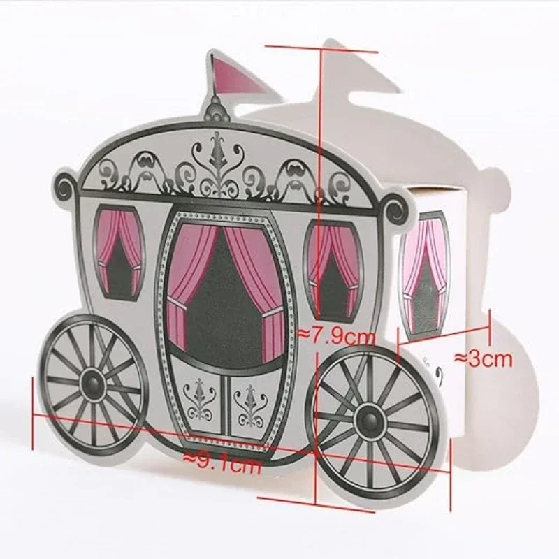 10pcs Miniature Paper Pumpkin Carriage Candy Gift Box Cinderella Package For Princess Wedding Party Guest Present Europe Style