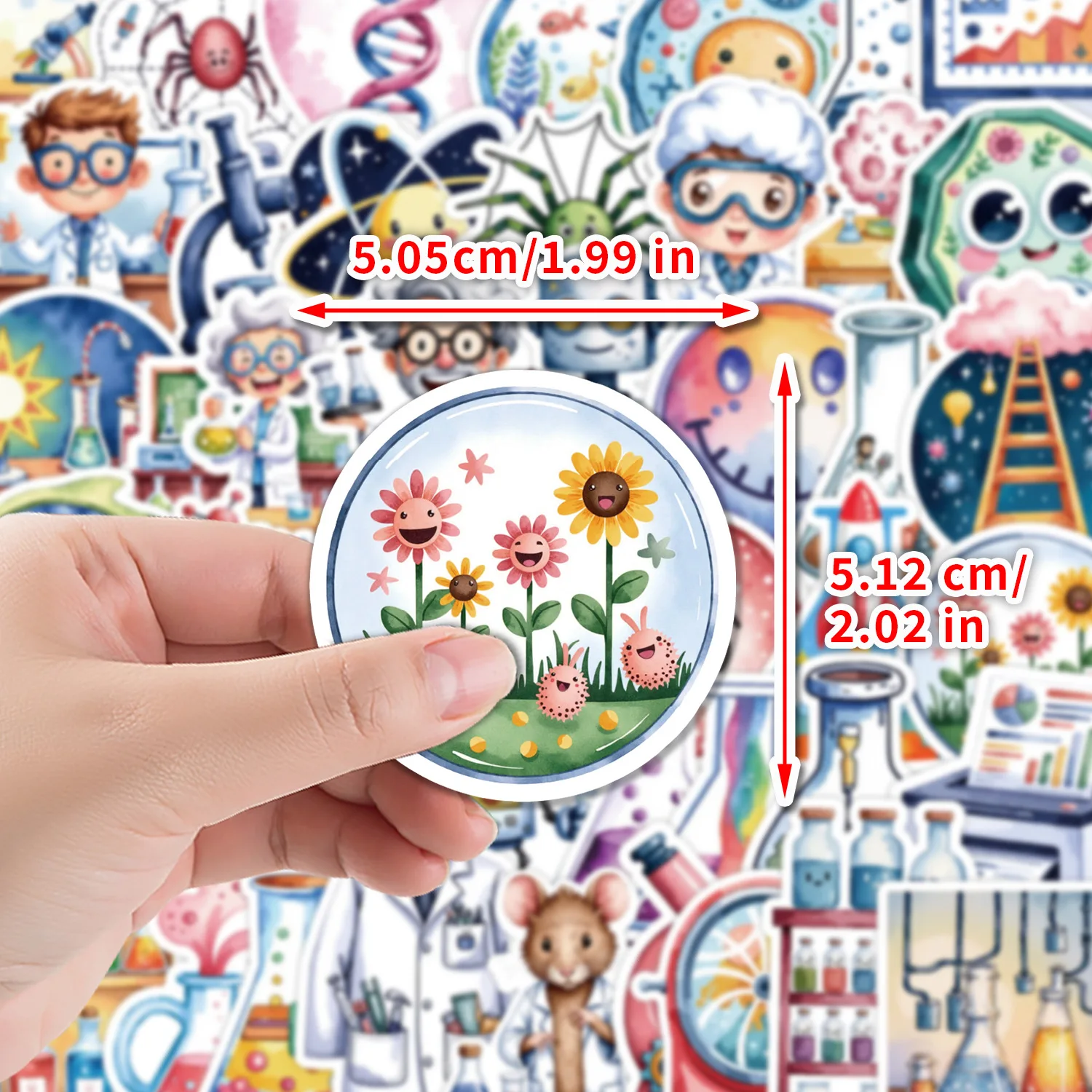 10/50PCS Science Laboratory Cartoon Stickers DIY Laptop Luggage Skateboard Graffiti Decals Sticker for Kids Gifts