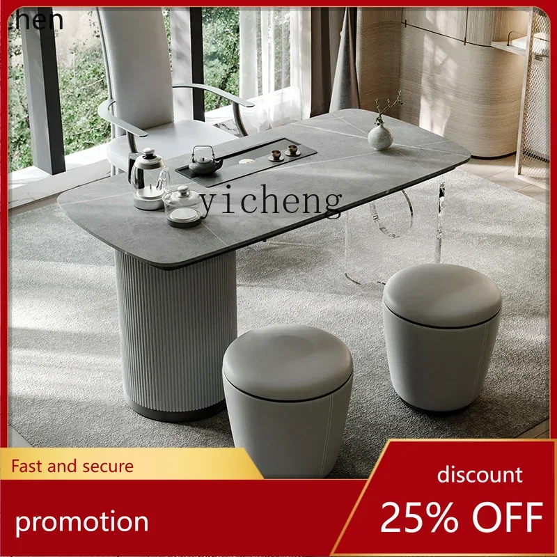 

HXL household small tea table light luxury small apartment balcony kung fu tea table acrylic rock plate tea table