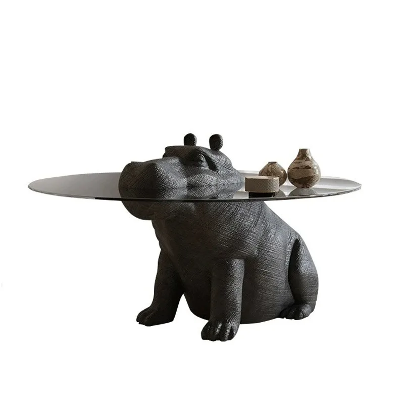 animal hippo Italian minimalist living room tea table household tempered glass small coffee table cream style