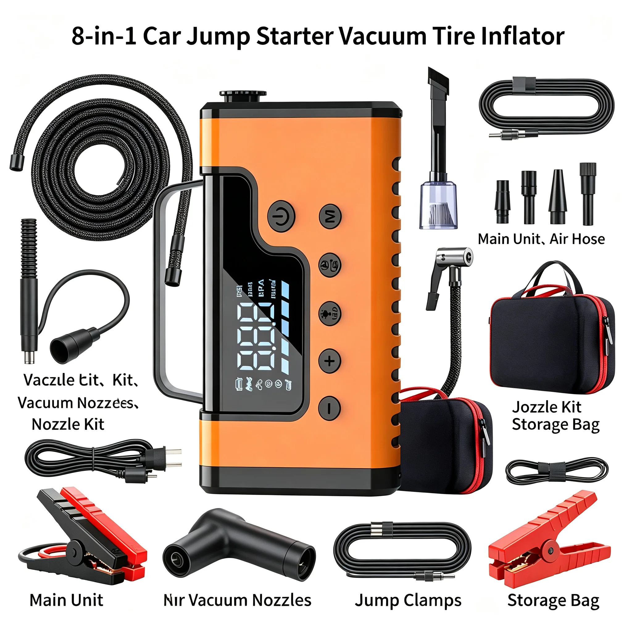 2025 new multi-function vehicle emergency start power supply inflatable all-in-one machine with power, strong vacuuming