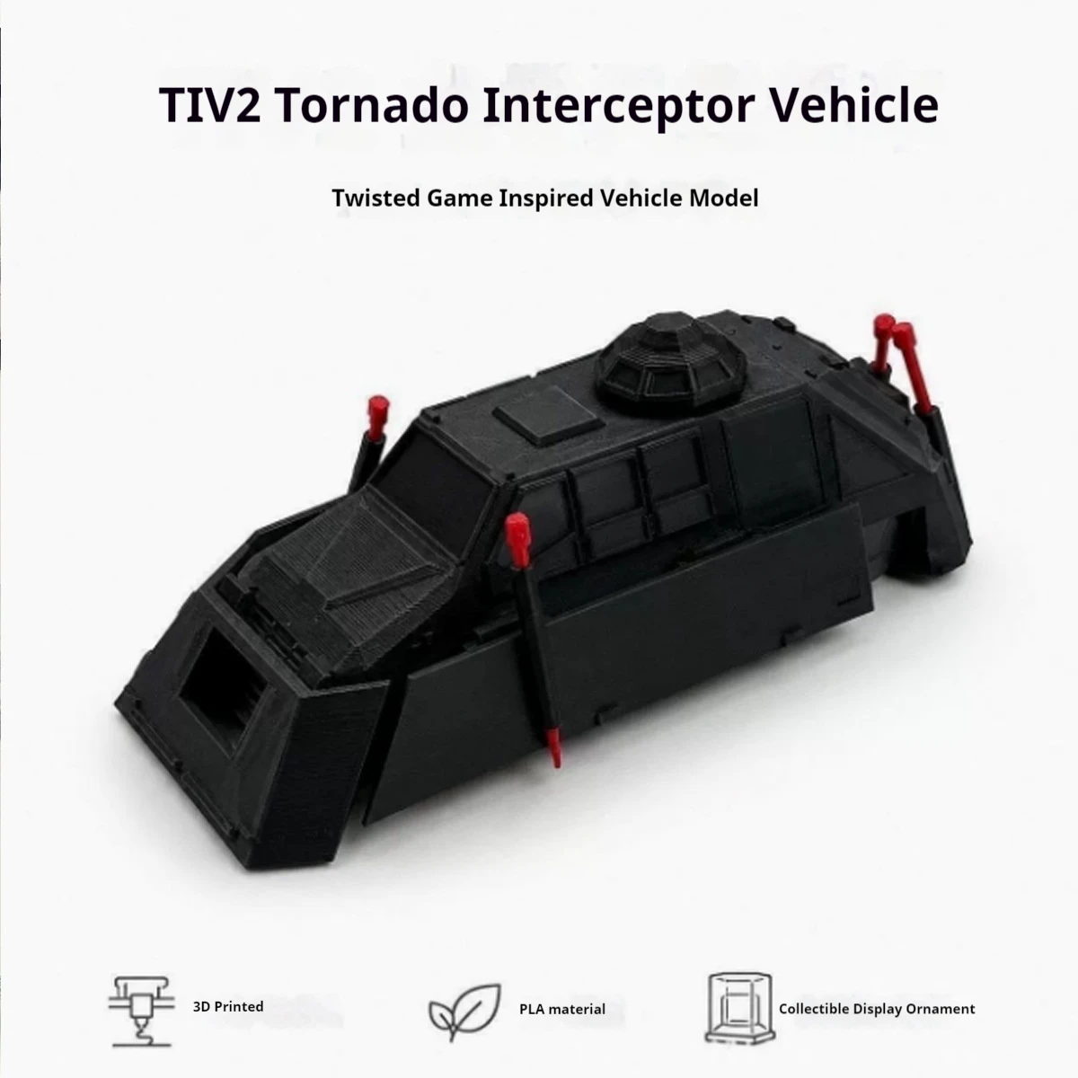 Storm Chasers Tiv2 Tornado-Intercept-Fahrzeugmodell mit beweglichen Rädern, farbige Lackierung, Sammlerfigur, Desktop-Dekoration