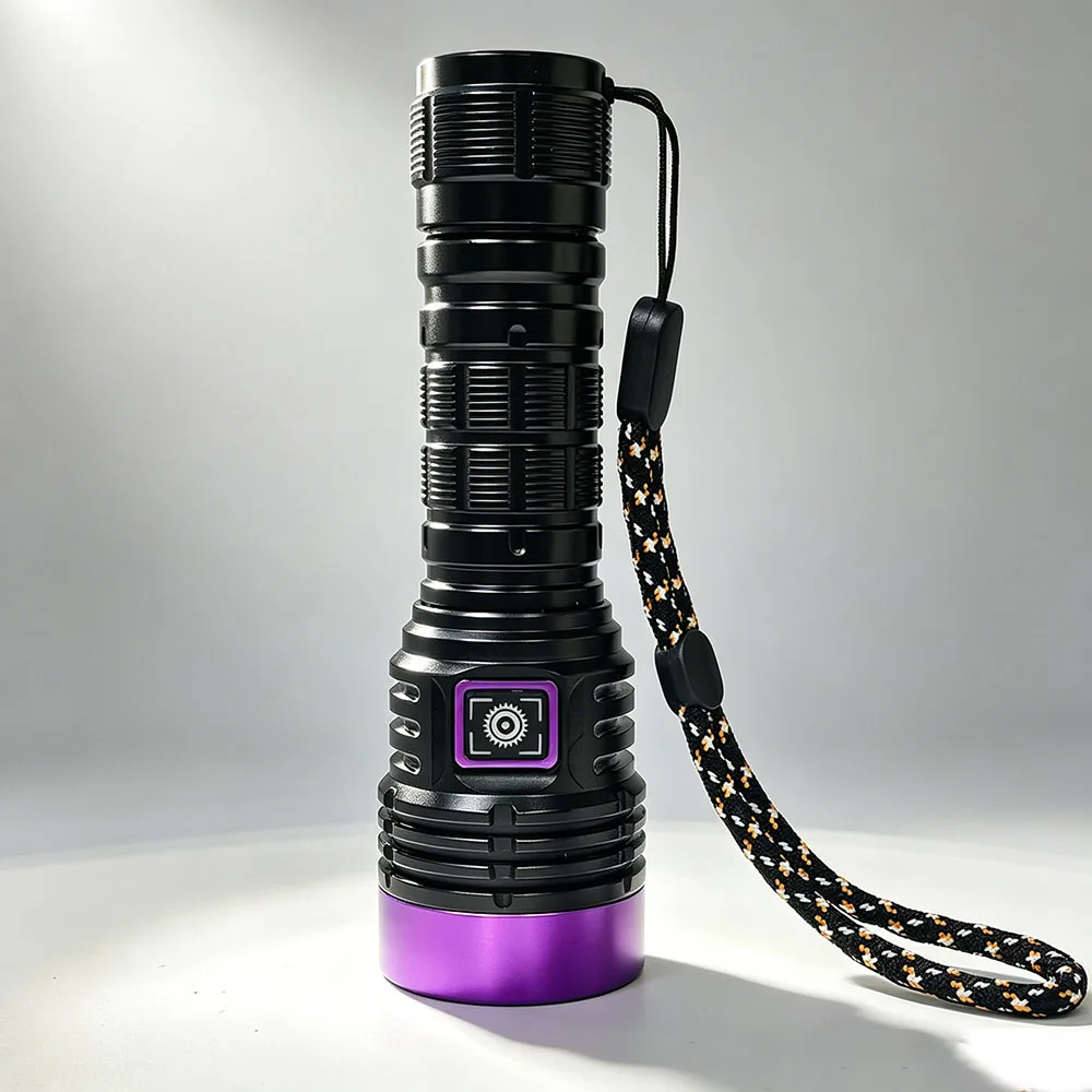 365NM Black Mirror UV Flashlight High Power Type-c USB Rechargeable Portable Waterproof UV Torch Linterna Ultraviolet Lamp