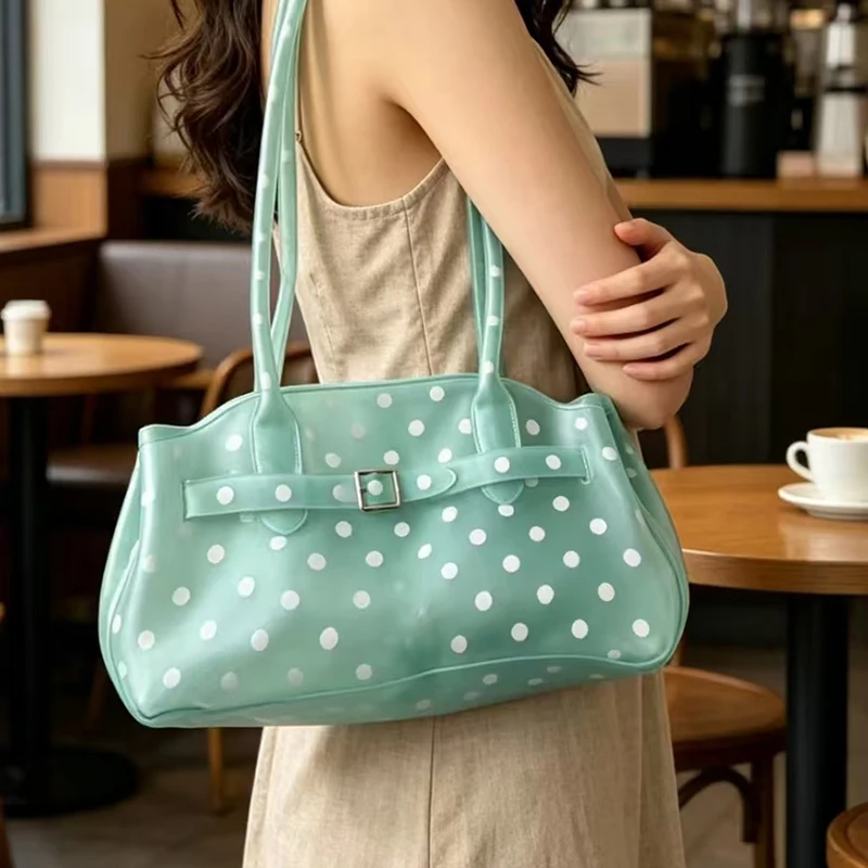 

Transparent Jelly Polka Dot PVC Handbag Clear Transparent Summer Shoulder Bag Retro Underarm Purse Women Casual Beach Tote