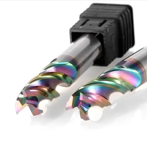 HRC65 다채로운 코팅 텅스텐 강철 카바이드 3 플루트 U-그루브 엔드 밀 알루미늄 CNC 기계 특수 밀링 커터 도구