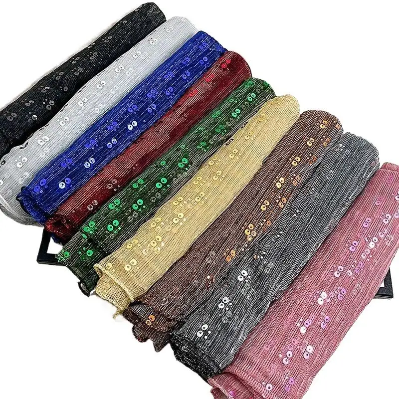 Holografischer Pailletten-Hijab für muslimische Frauen, glitzernder, funkelnder Schal, islamischer Kopftuch, leichter Abend-Party-Turban, Wickel-Schal – Detail 7