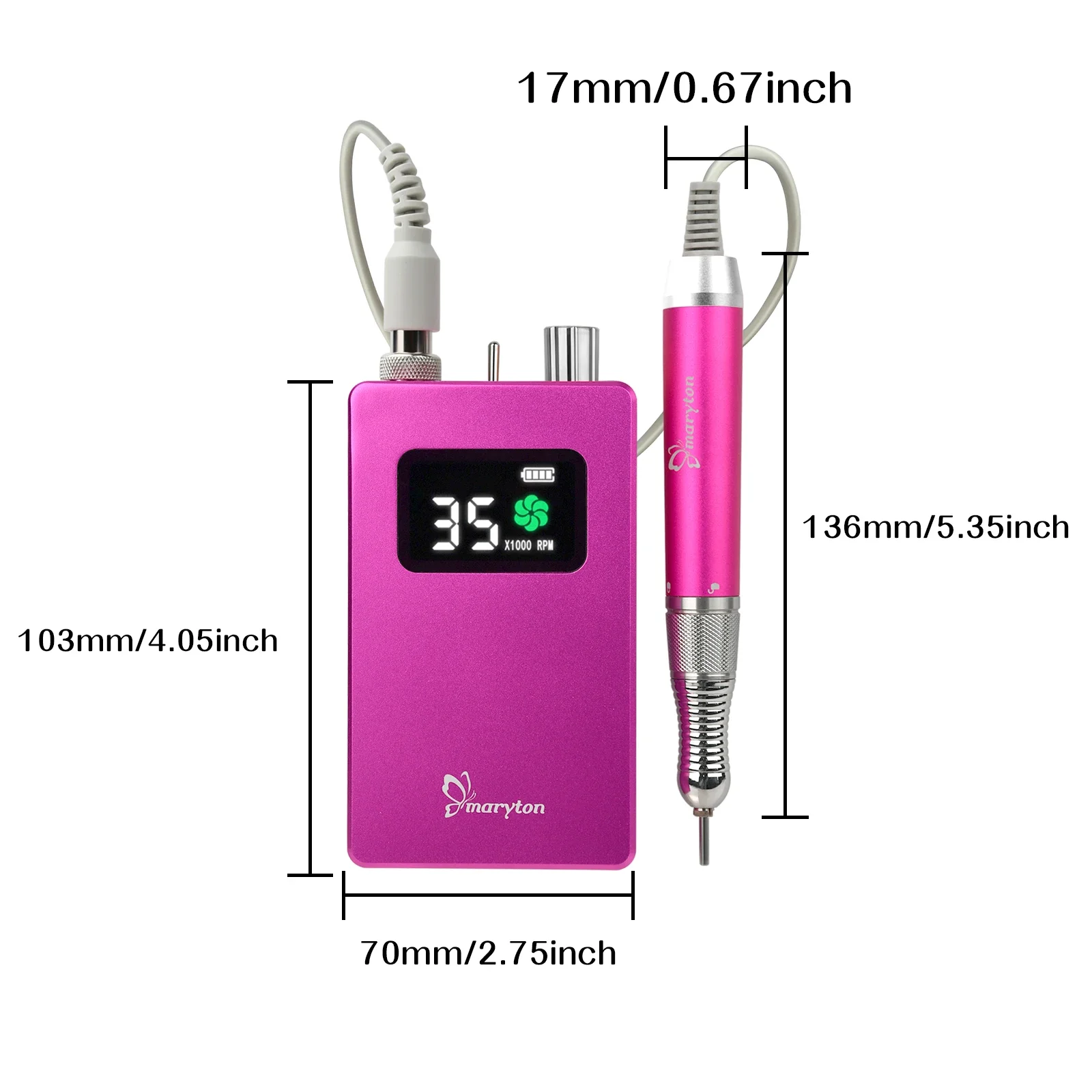 Lichtgewicht Draagbare 1900ma Batterij Oplaadbare Nagels Boormachine 35000Rpm Manicure E Bestand Nail Art Tools Set Voor Salon