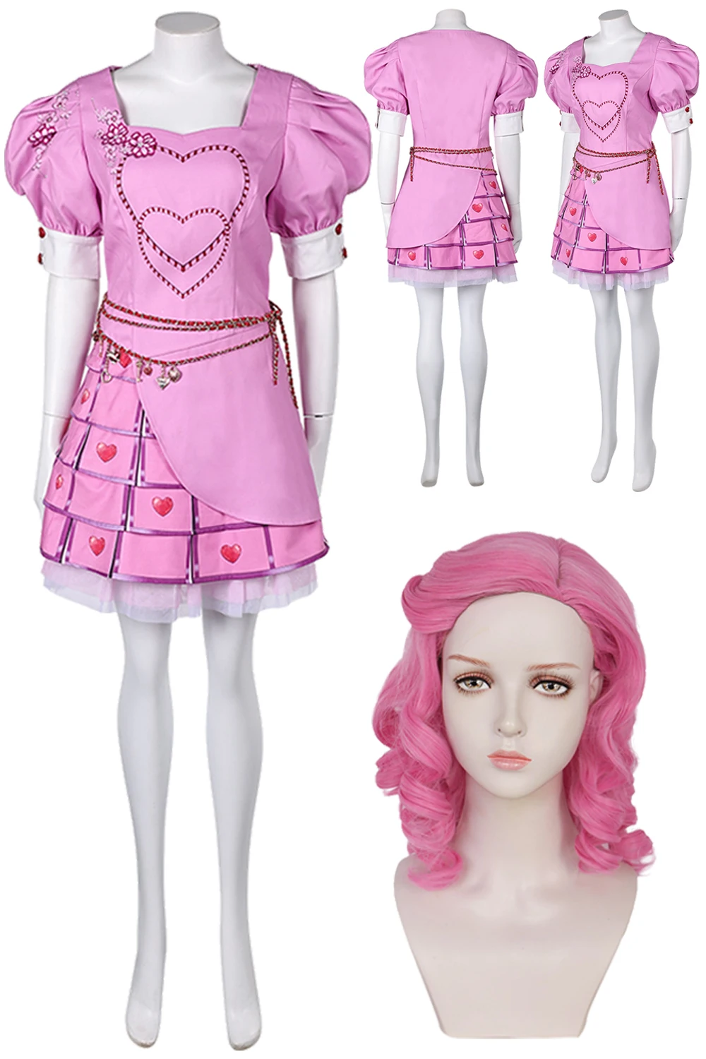 Fantasia Bridget Cosplay Wigs Pink Skirt 2024 Movie Descendent Rise Red Disfraz Costume Women Halloween Carnival Party Clothes