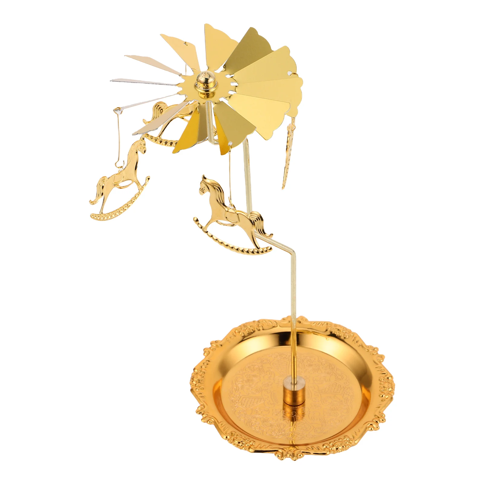 

Rotating Metal C Holder Carousel Romantic Golden Iron Tea Light Votive St Decorative Tabletop Atmosphere Prop Tray Scented