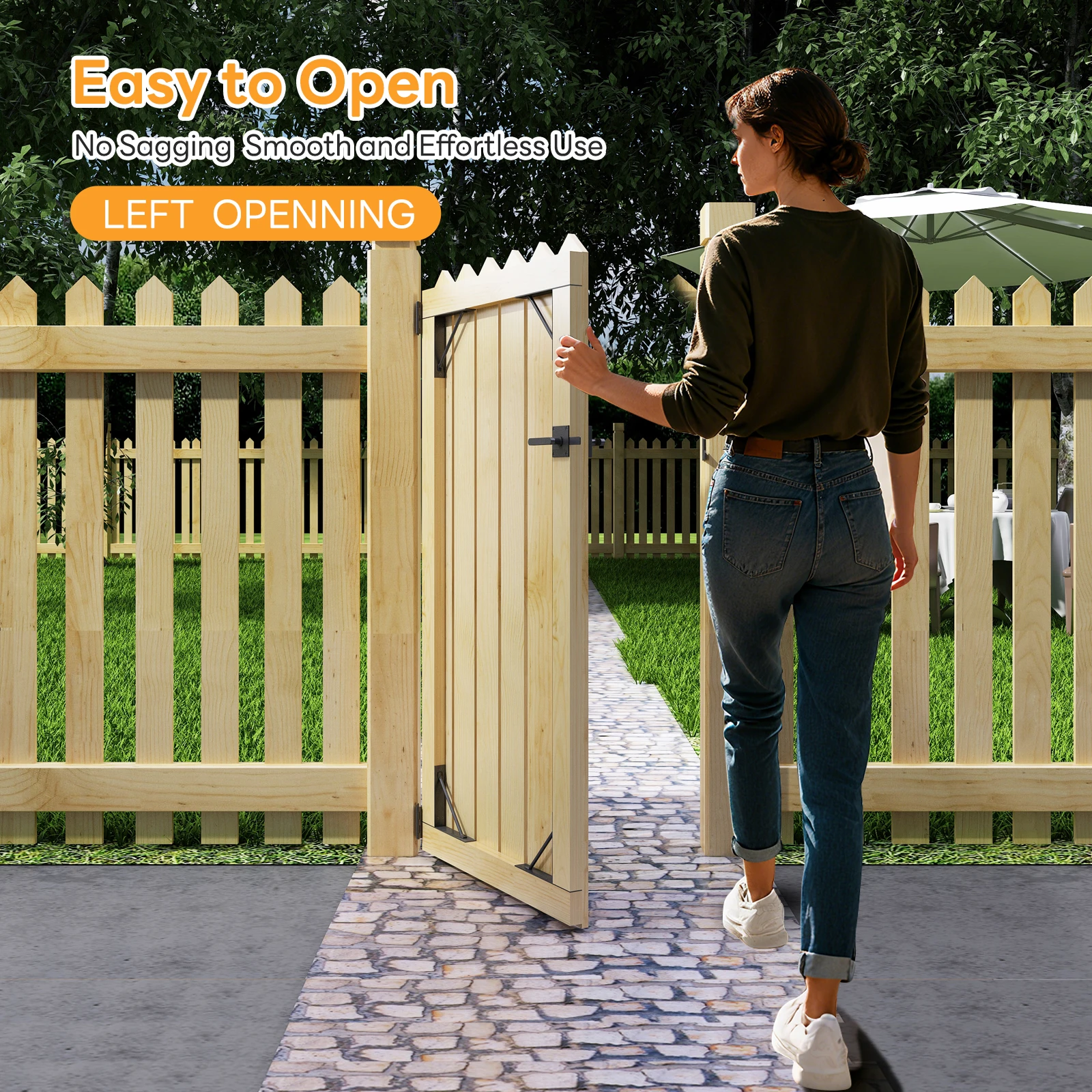 DIYHD Anti-Sag Gate Kit with Latch, Adjustable Gate Bracket Set, Fits 24