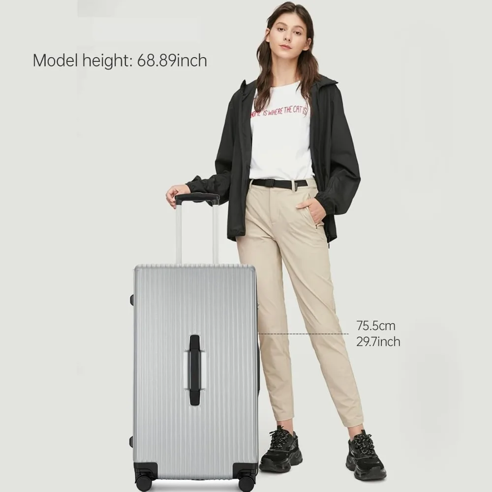 mala leve com rodas de 28 polegadas com bolsa de viagem e alça, material de PC texturizado resistente a arranhões