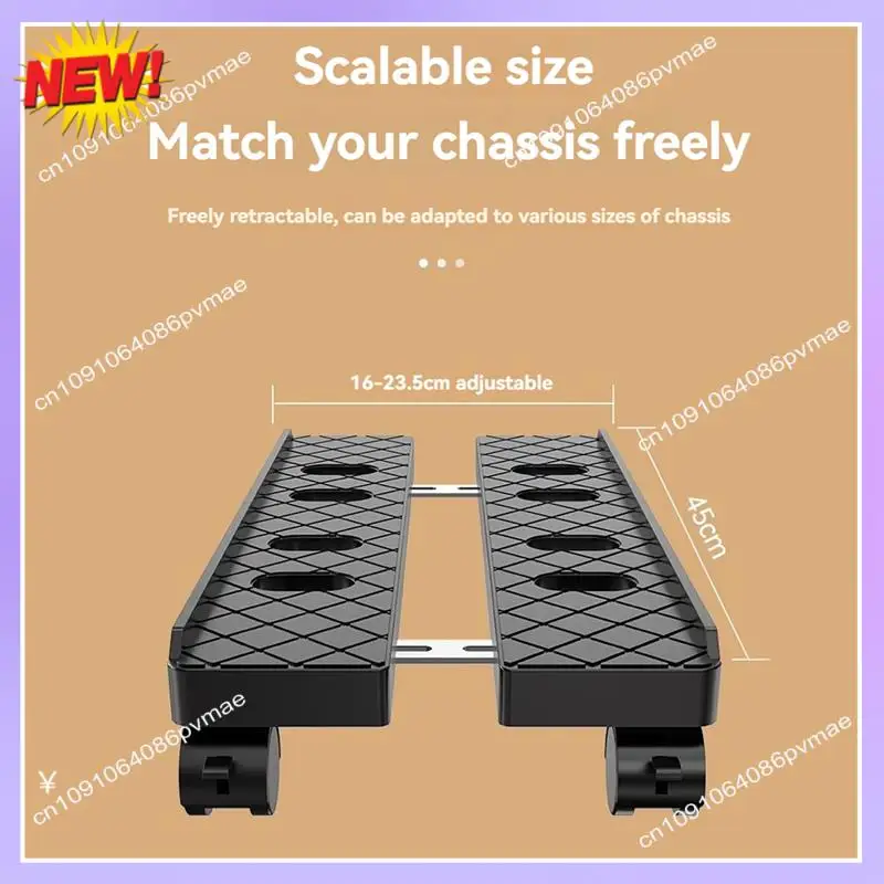 T24C Verstellbarer mobiler PC-Turmständer, Teleskop-CPU-Halter mit Rollen, Desktop-Computerwagen B