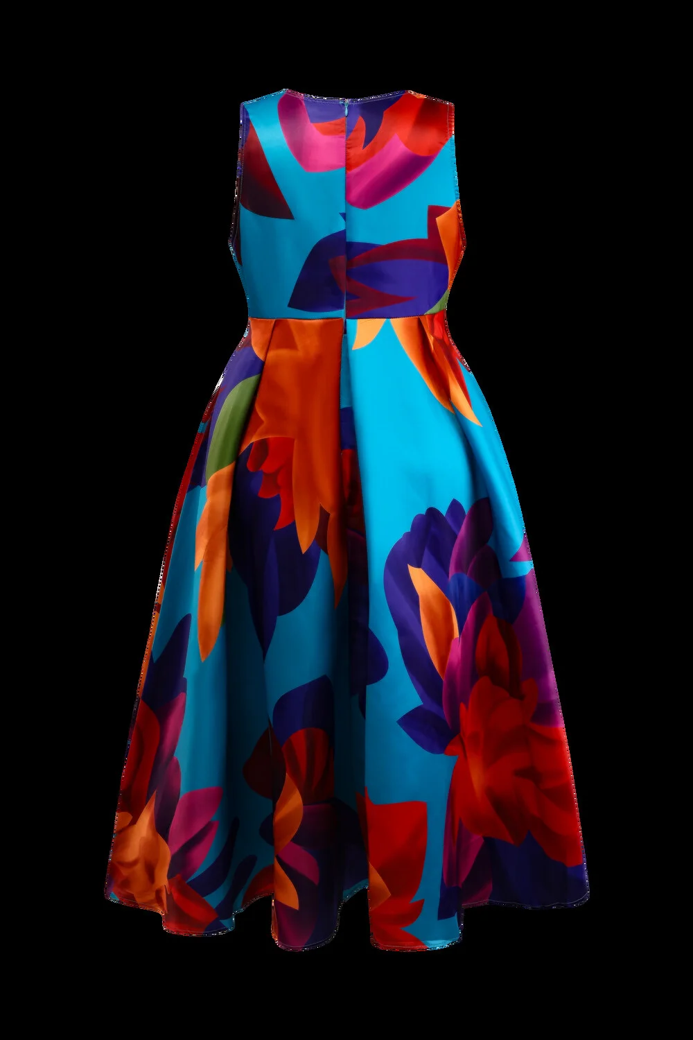 Robe longue trapèze élégante pour femmes, grande taille, imprimé floral multicolore, col rond, sans manches, mode douce, robe débardeur d'été