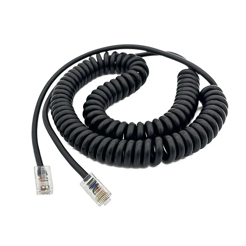 

26AWG 8-ядерная пружинная кривая головка с хрустальными головками RJ45 на обоих концах, удлиненный соединительный кабель промышленного класса.