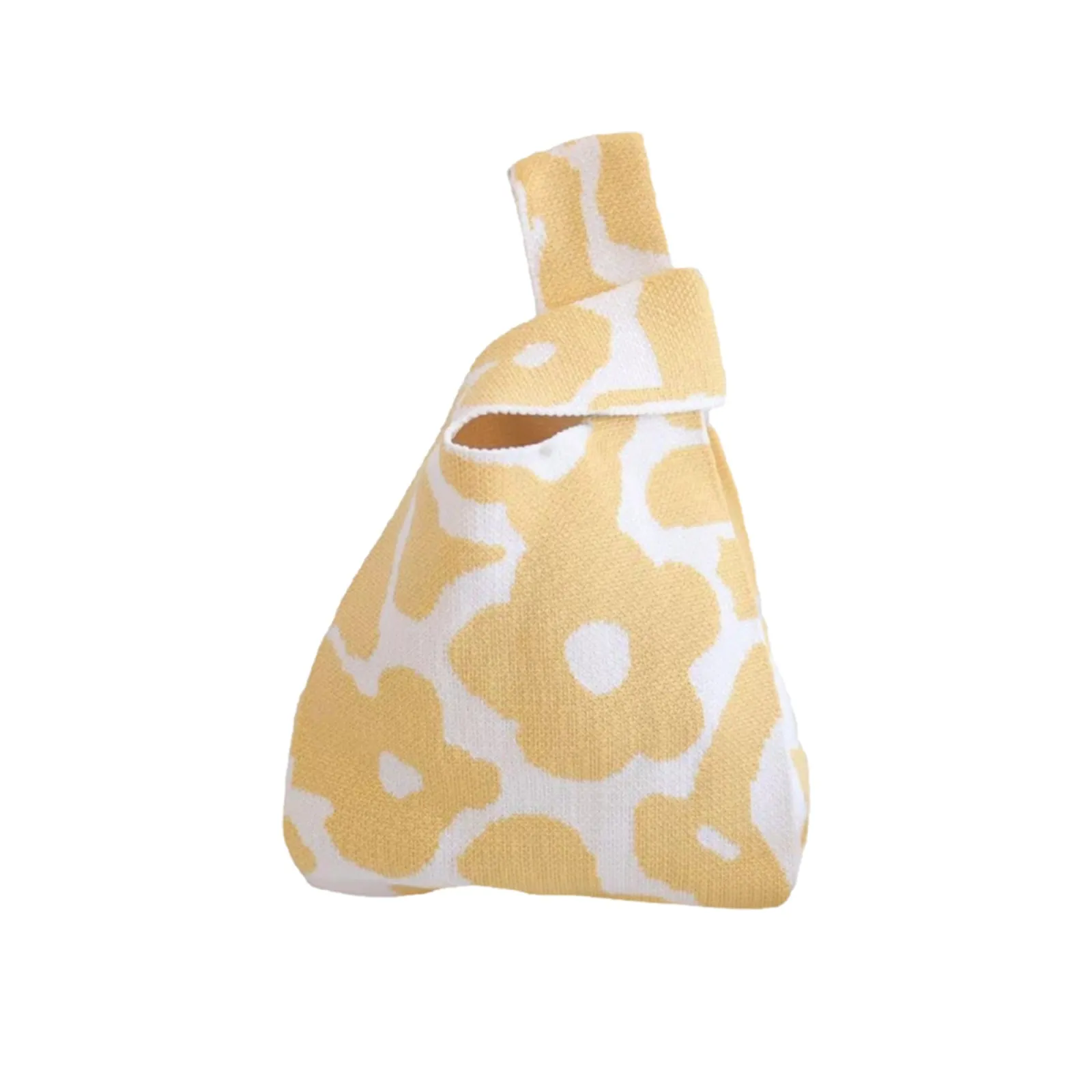 

Cute Knit Flower Tied Vest Bag Large-capacity Flowers Knitted Bag Fashionable And Minimalist Small Handbag Reusable Shopping Bag