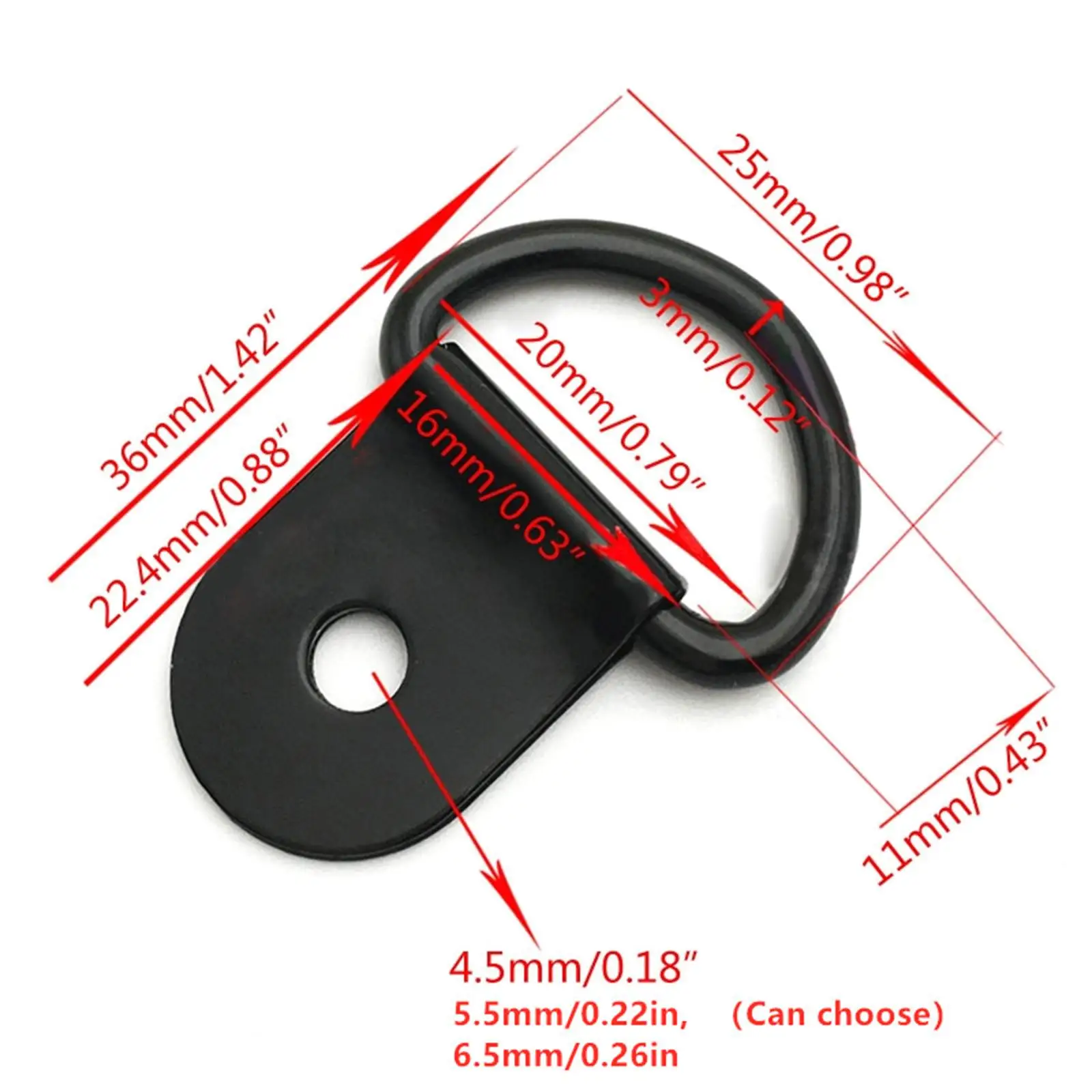 10Pcs D Ring Tie Down Anchors Ring Accs Pull Hook Stainless Steel Black Lashing Ring Fits for SUV Trailers Vehicles RV Cargo