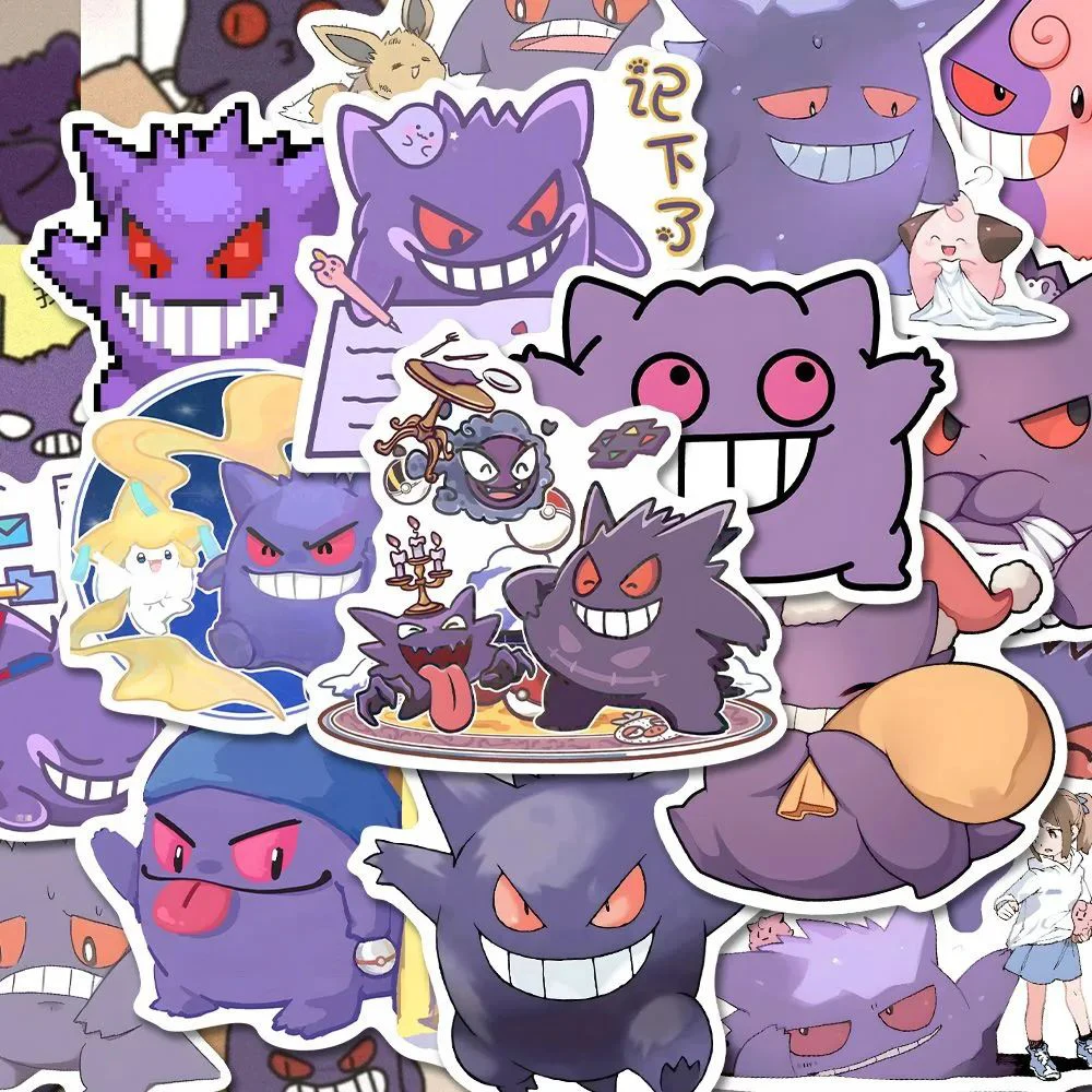 10/20/40/80pcs Kawaii Pokemon Gengar Anime Stickers for Kids Toys DIY Skateboard Phone Laptop Fridge Cute Anime Sticker Packs