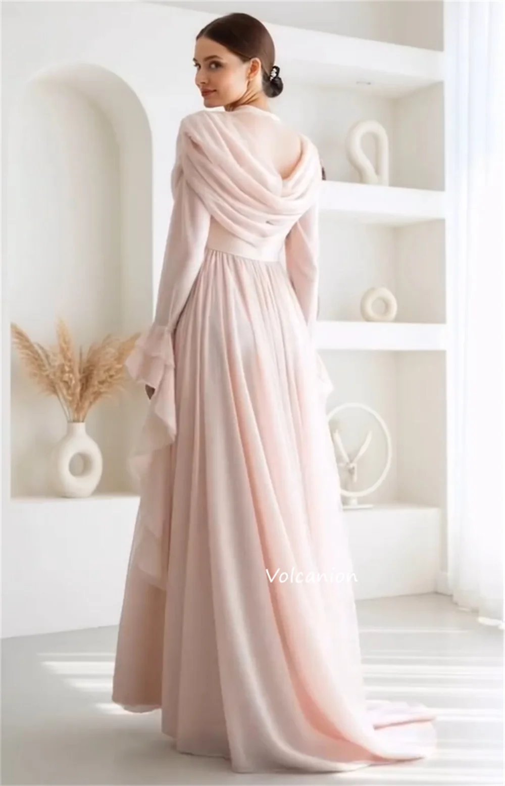 Vestidos largos personalizados de estilo chino con pliegues de gasa, corte en A, cuello alto, ocasiones a medida, moda de noche Formal