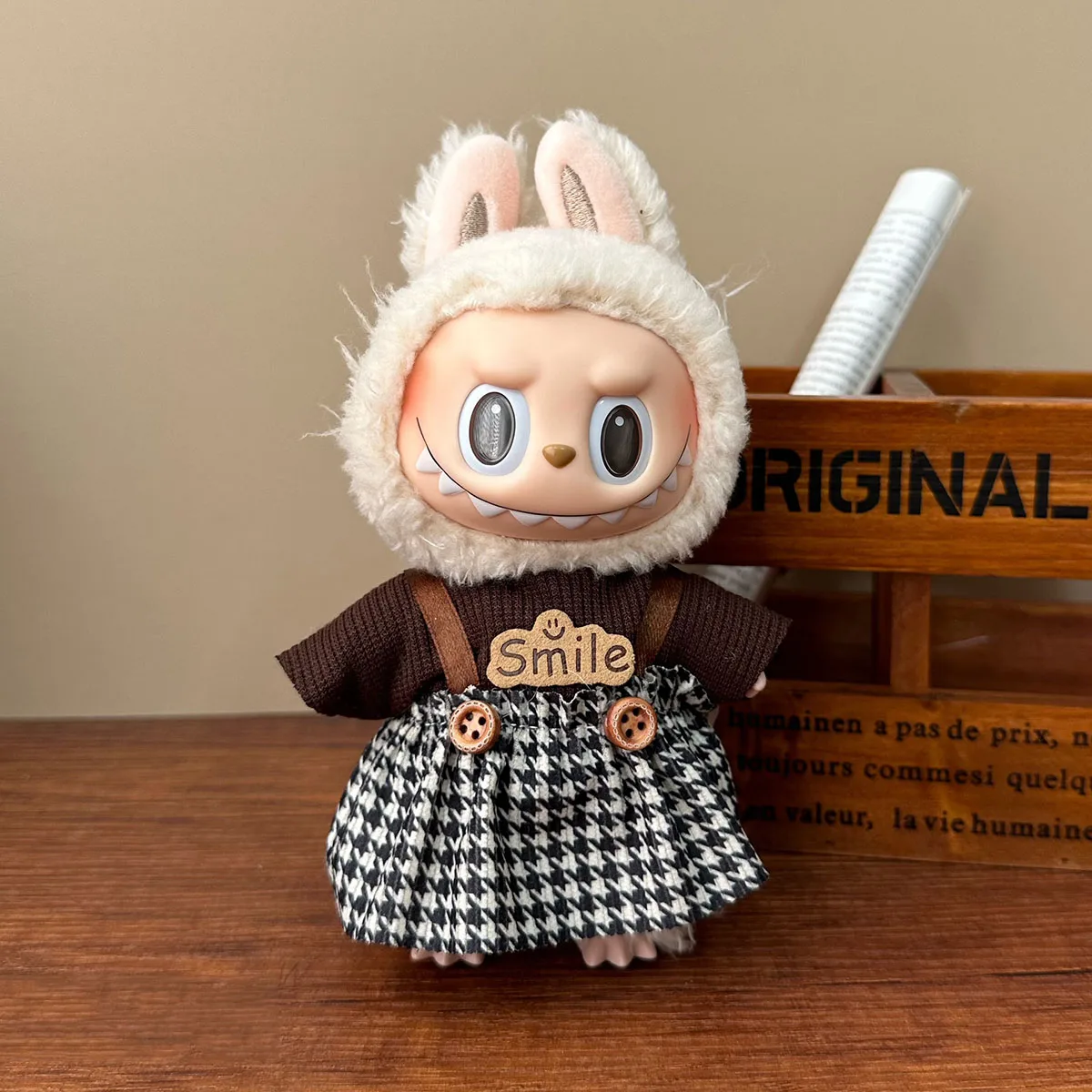 귀여운 미니 봉제 인형 패션 의류 인형 액세서리 드레스 작업복 17cm Labubu 인형 의류 선물