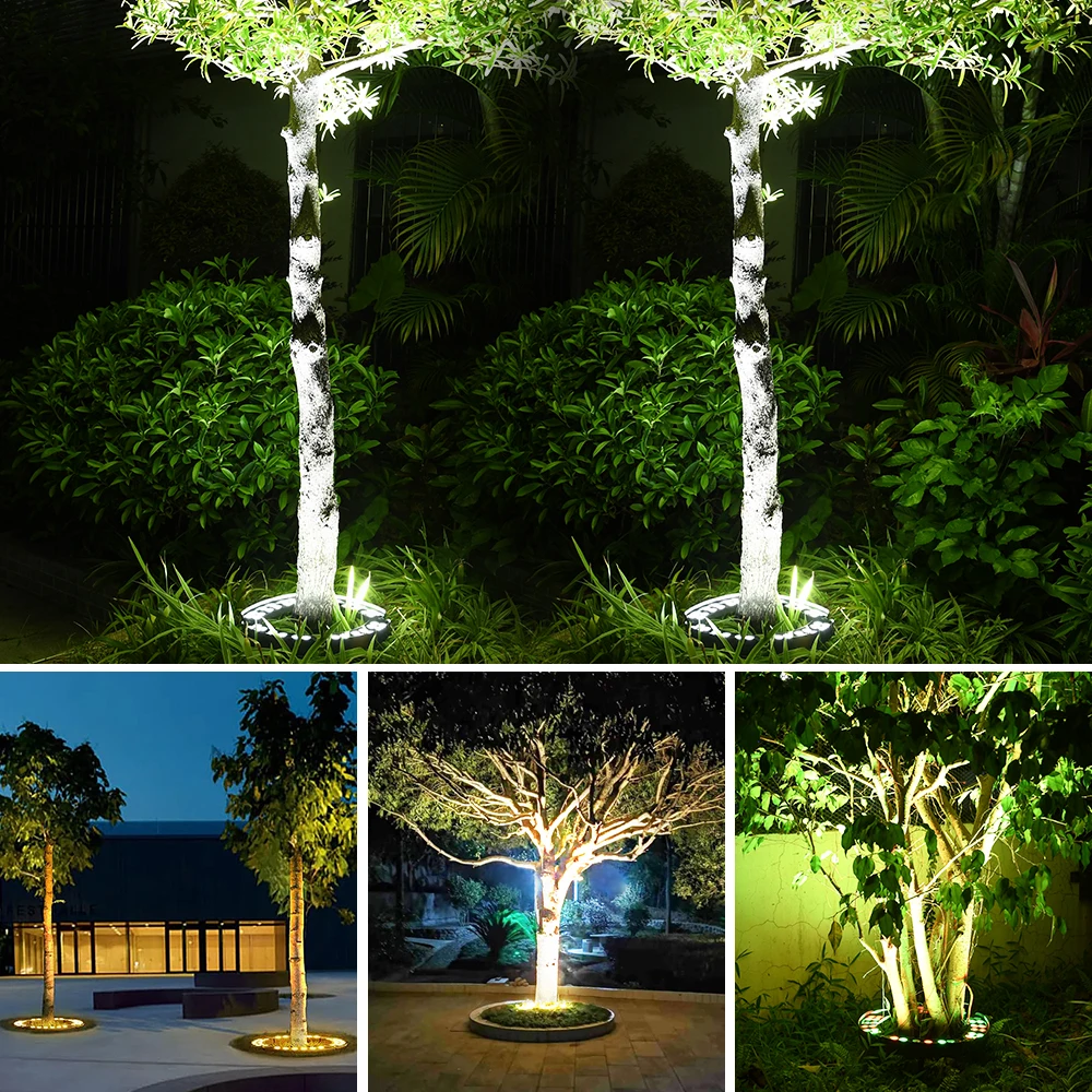 Lámpara LED para abrazar árboles, iluminación de jardín, blanco cálido, RGB, automática, IP65, impermeable, AC220V, 12W, 1 ud.