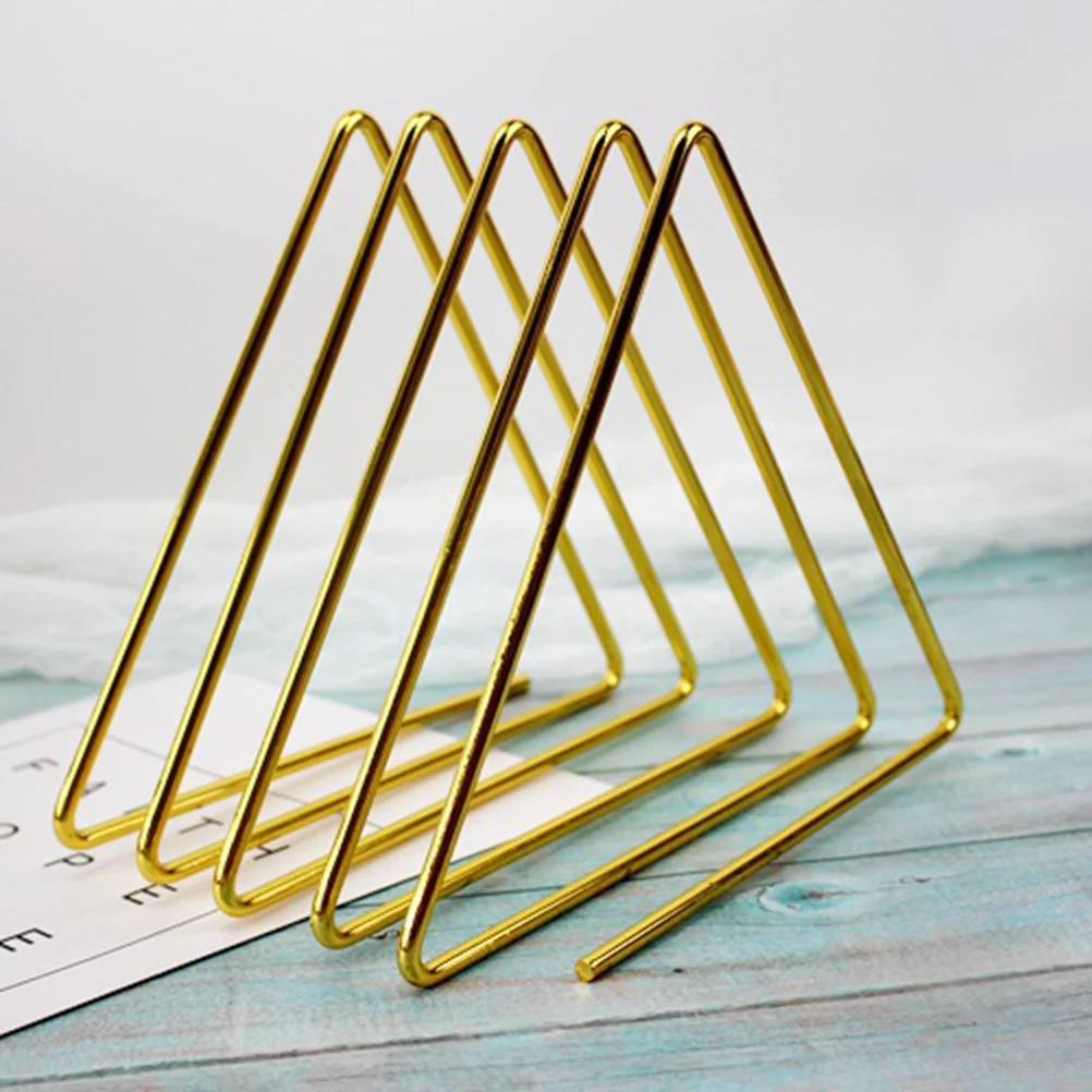 

1Pcs Desktop Bookshelf Triangular Iron Art Book Rack Gold Book Organizer Rack for Home Office Desk Decoration