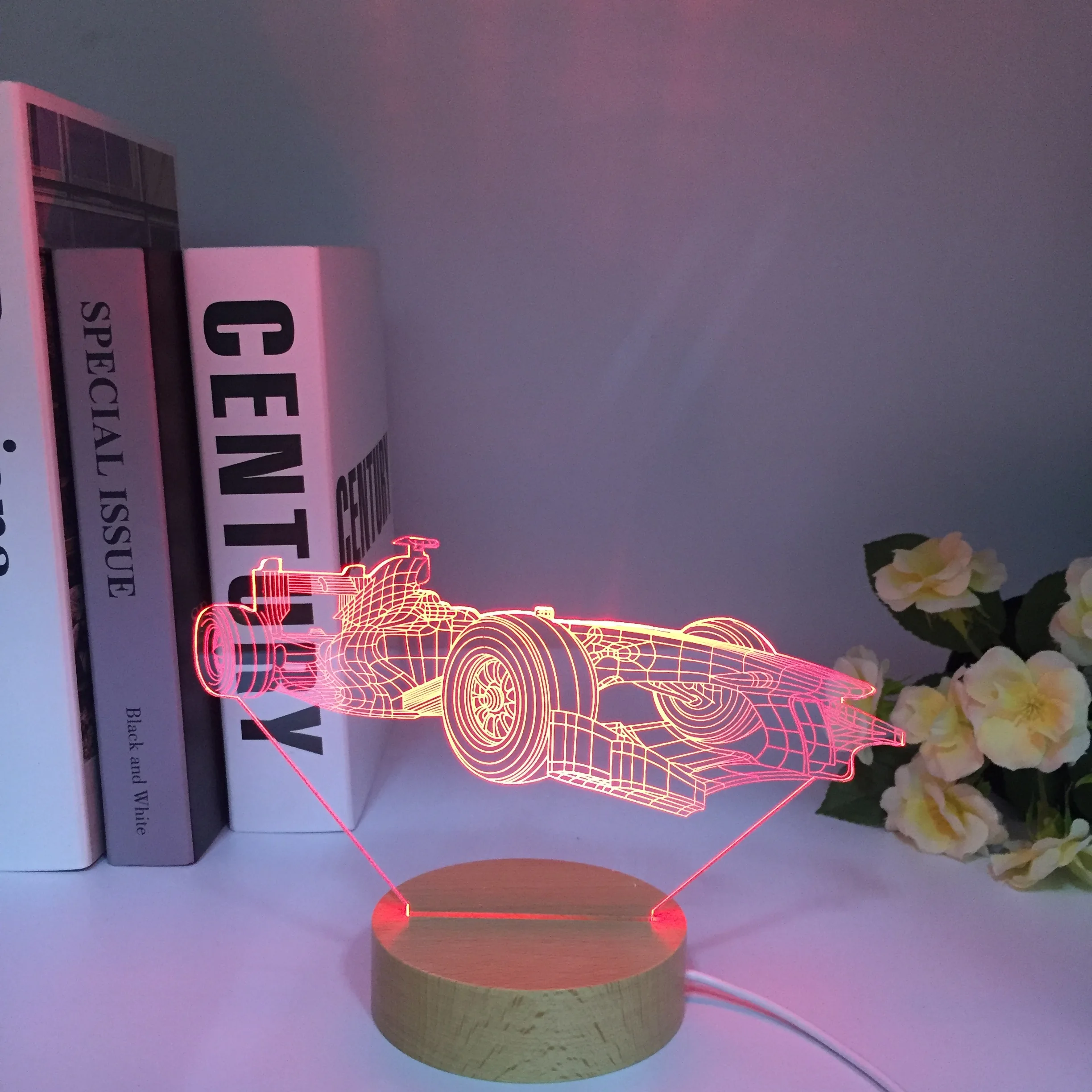 Sports Car F1 3D Illusion Lamp for Child Bedroom Decor Nightlight Color Changing Atmosphere Event Prize Led Night Light Supercar