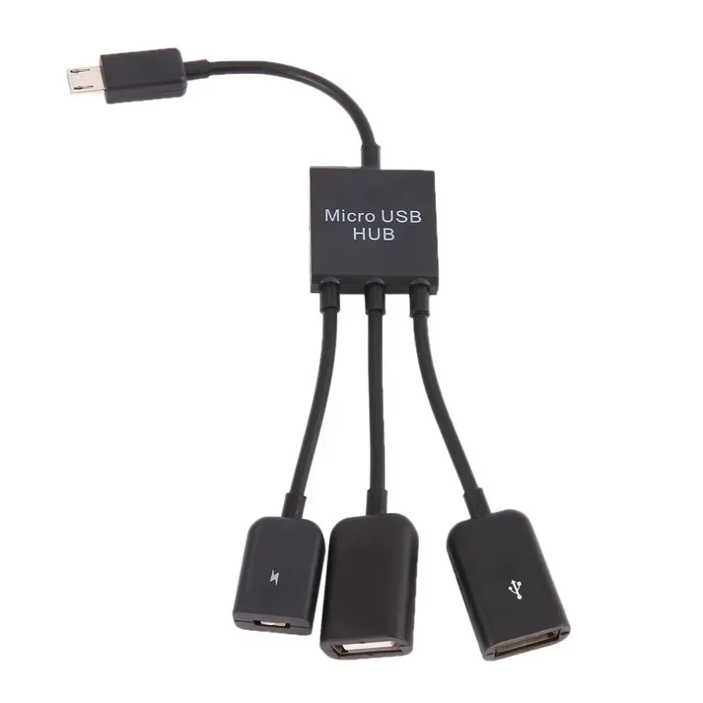 3 في 1 مايكرو USB نوع C HUB ذكر إلى أنثى مزدوج USB 2.0 المضيف OTG كابل محول للهواتف الذكية الكمبيوتر اللوحي 3 ميناء