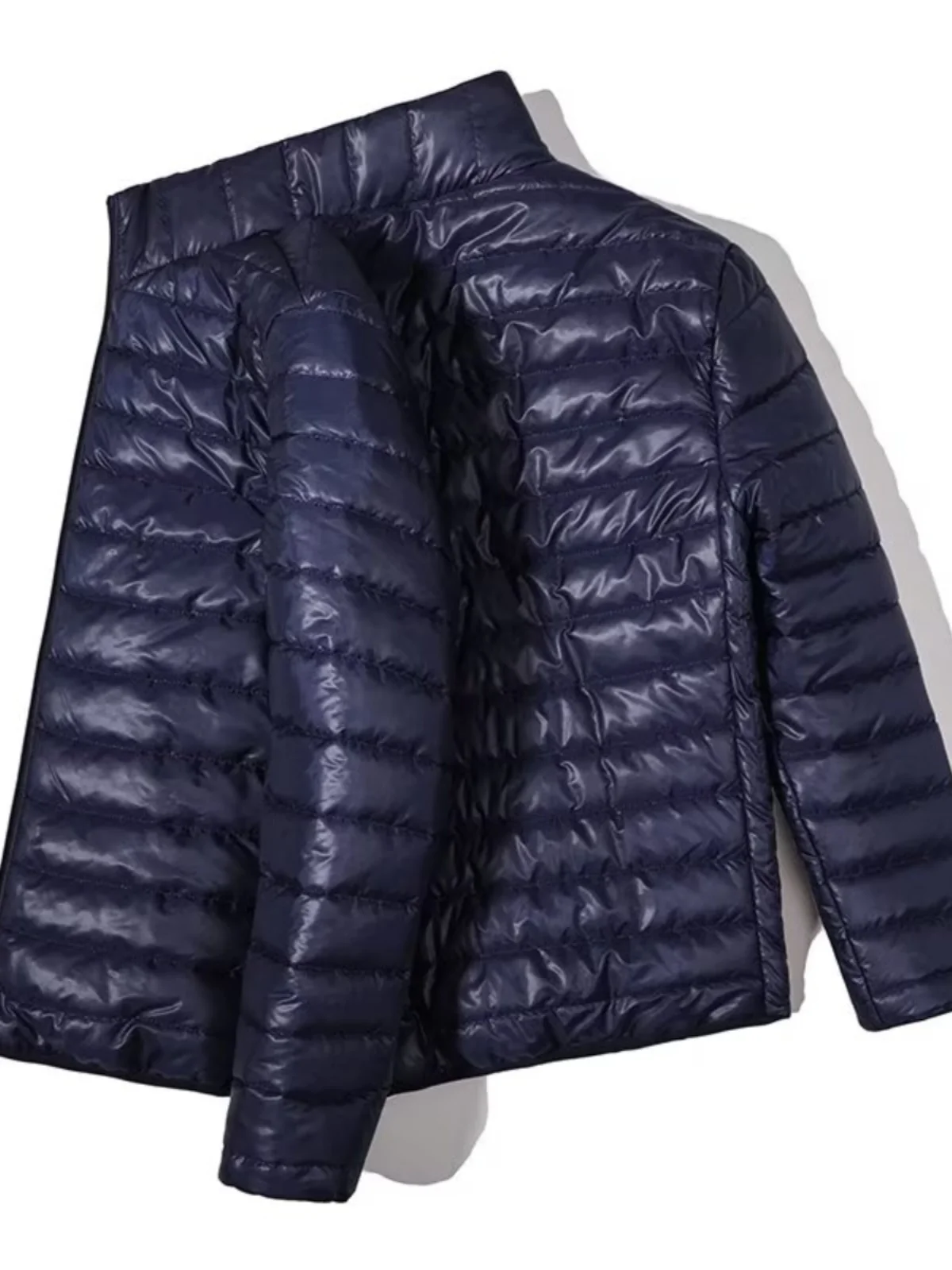 

Легкая мужская пуховая куртка для осени и зимы, тонкая, с воротником-стойкой, верхняя одежда, полиэстер, нейлон, композитное волокно