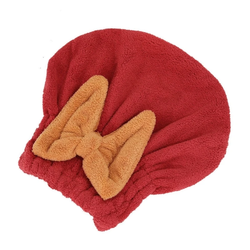 Super Absorbent Hair Towel Wrap for Wet Hair, Quick Dry Microfiber Hair Towel with Bow-Knot Shower Cap, Bath Accessories