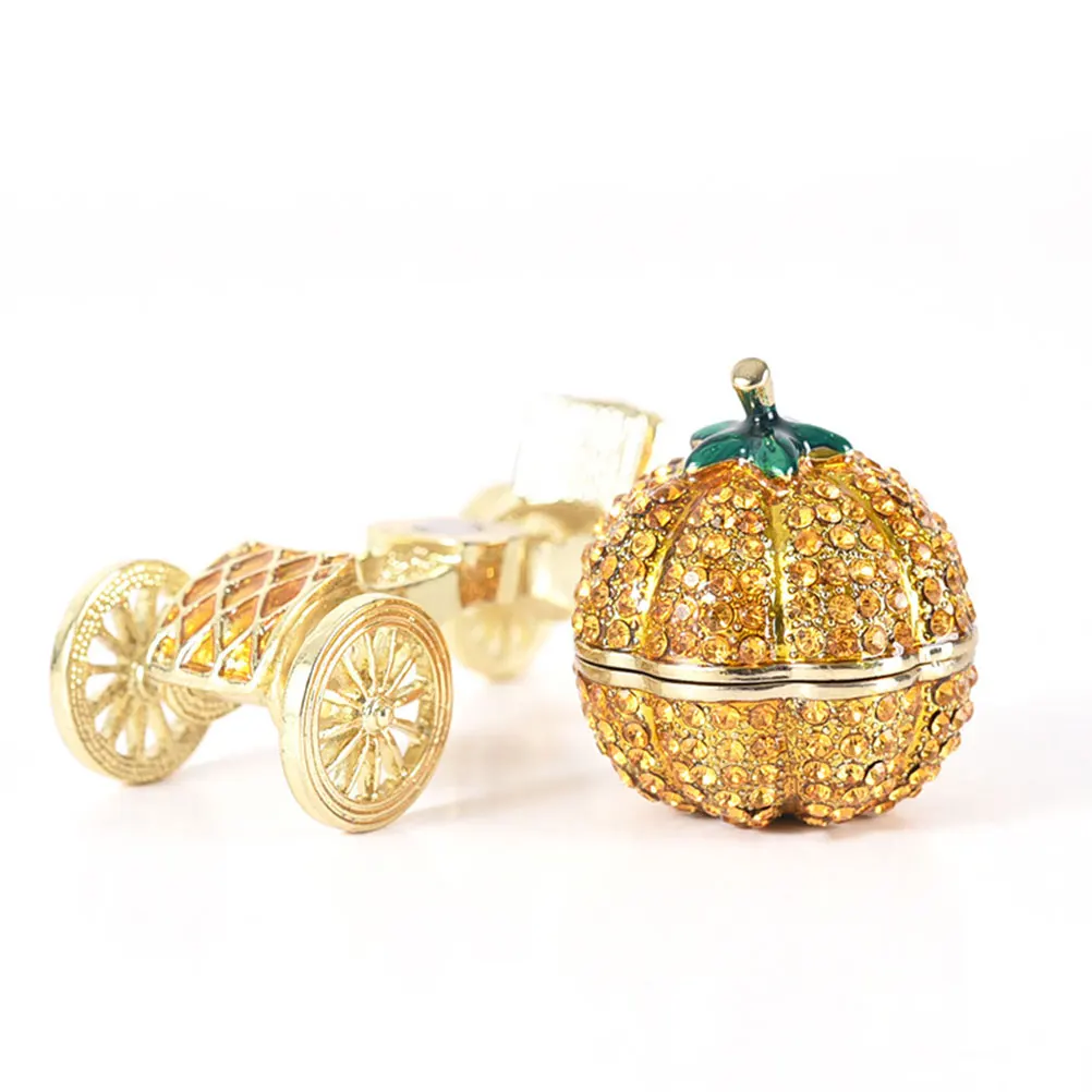 

European Style Pumpkin Cart Jewelry Box Wedding Gift Storage Organizer Vintage Decorative Ring Earring Case Compact for Women