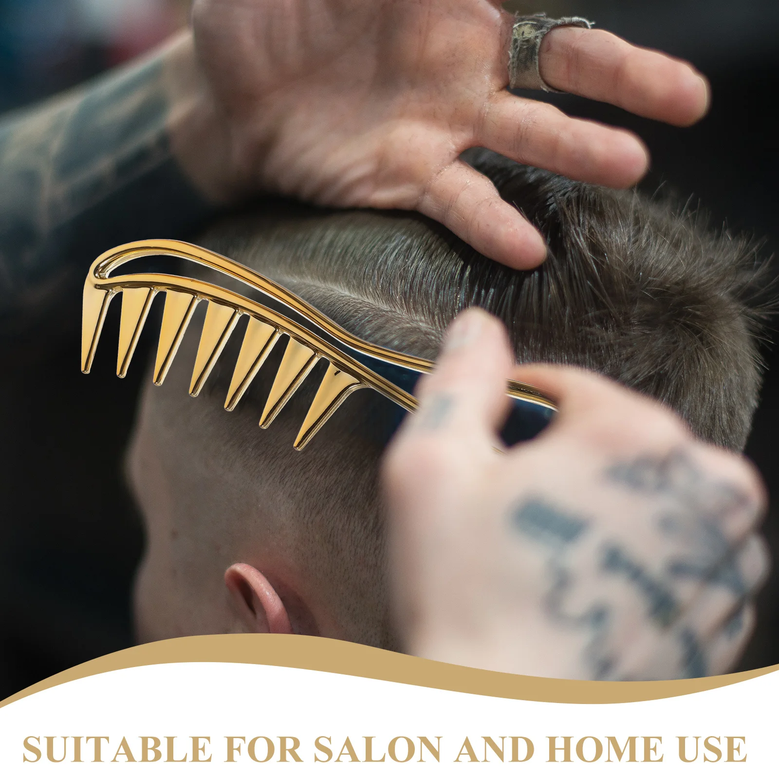 

2pcs Golden Wide Tooth Comb Men Electroplating Detangler Styling Massage Barber Combs Professional Hair Tools