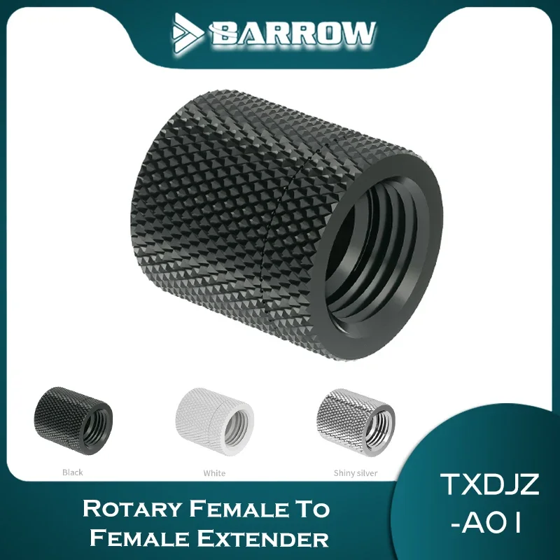 Barrow  Double Internal Thread Rotating Fittings,  G1/4Black/Silver/White Female To Female 360 Degree Rotation FittingsTXDJZ-A01