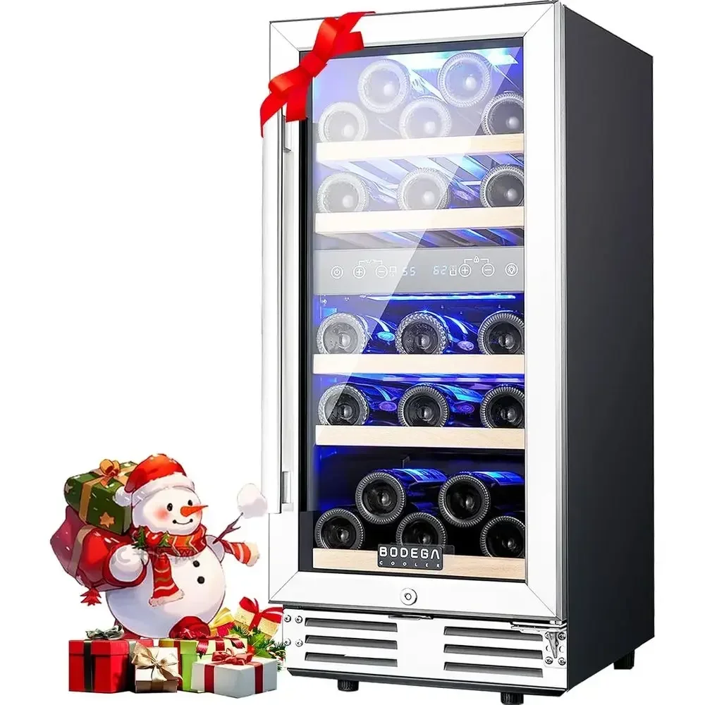 15 Inch Wine ridge, 30 Bottles Dual Zone Wine Cooler, 41-68° Wine Rerigeratree standing, Sot LED Dual Zone Wine ridge, Built-in