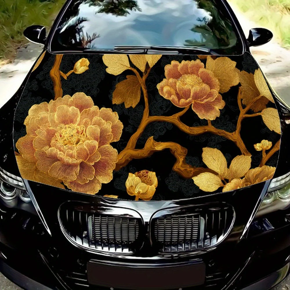 

Роскошные наклейки с золотым цветочным узором для автомобильных капотов, наклейки для украшения автомобильных чехлов и виниловые обертки, подходящие для c