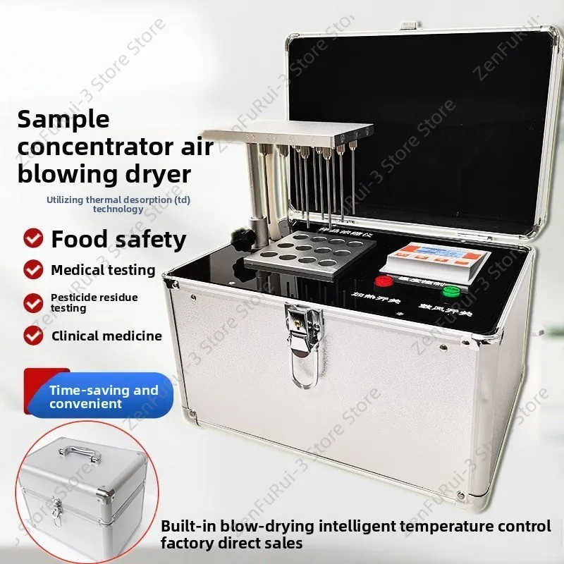 12 Hole Dry Nitrogen Evaporator, Constant Temperature Auto Air Blowing Sample Concentrator, Portable Lab Instrument